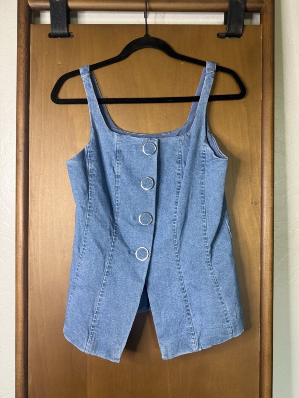 NWT Jason Wu Light Wash Denim Button Front Vest Size 2
